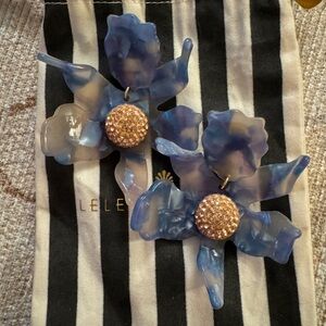 Lele Sadoughi Pale Blue & Pink Crystal Lily Earrings
